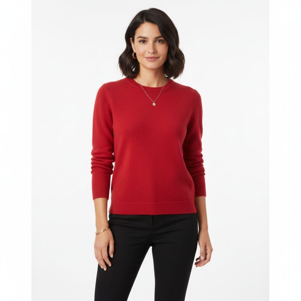Turnbury 100% Cashmere Red Long Sleeve Crewneck Sweater L